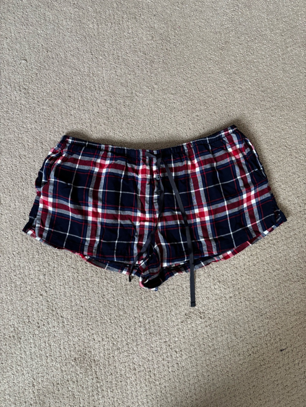 Garage Navy Red Plaid Sleep Shorts